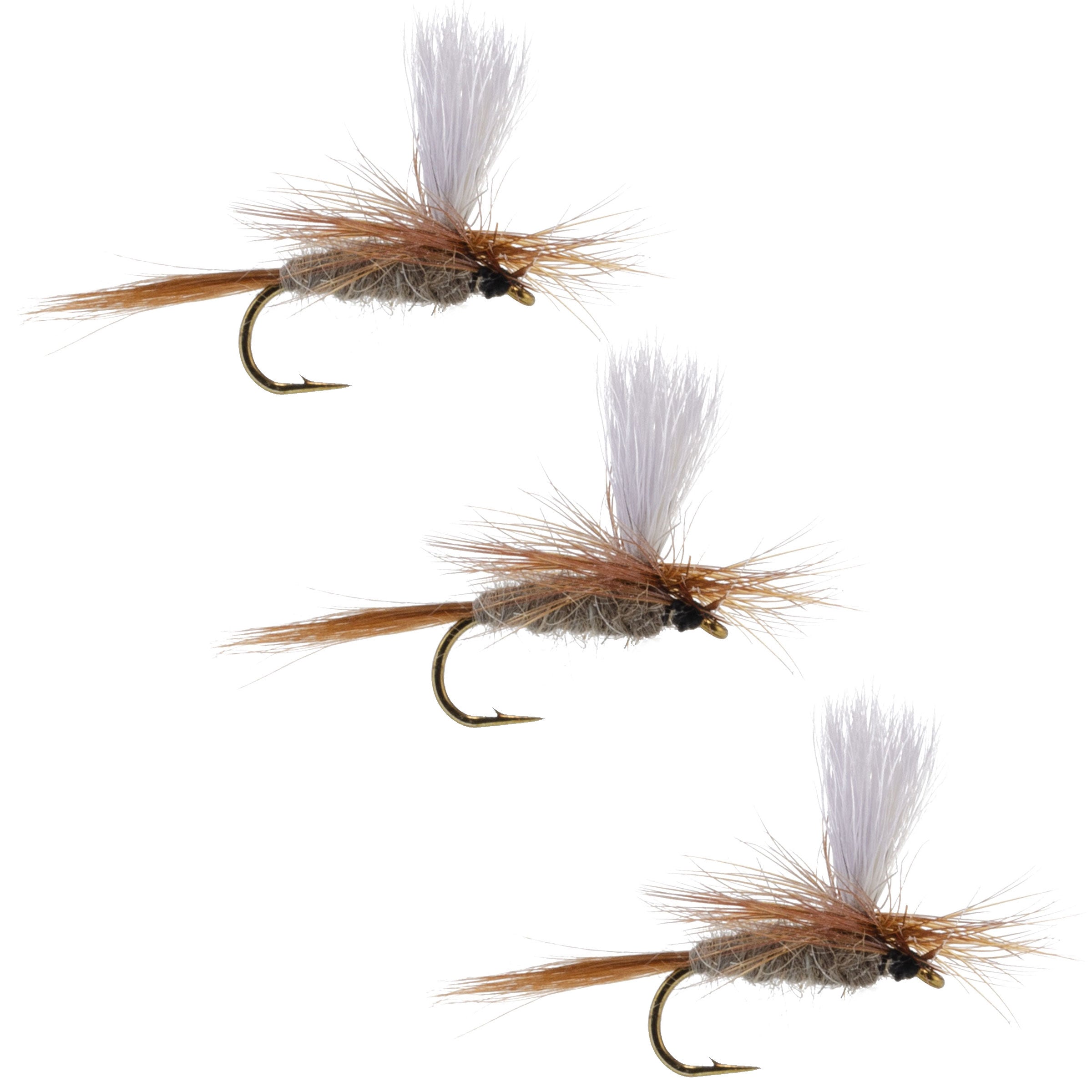 Paquete de 3 moscas secas clásicas Parachute Hares Ear - Anzuelo tamaño 18
