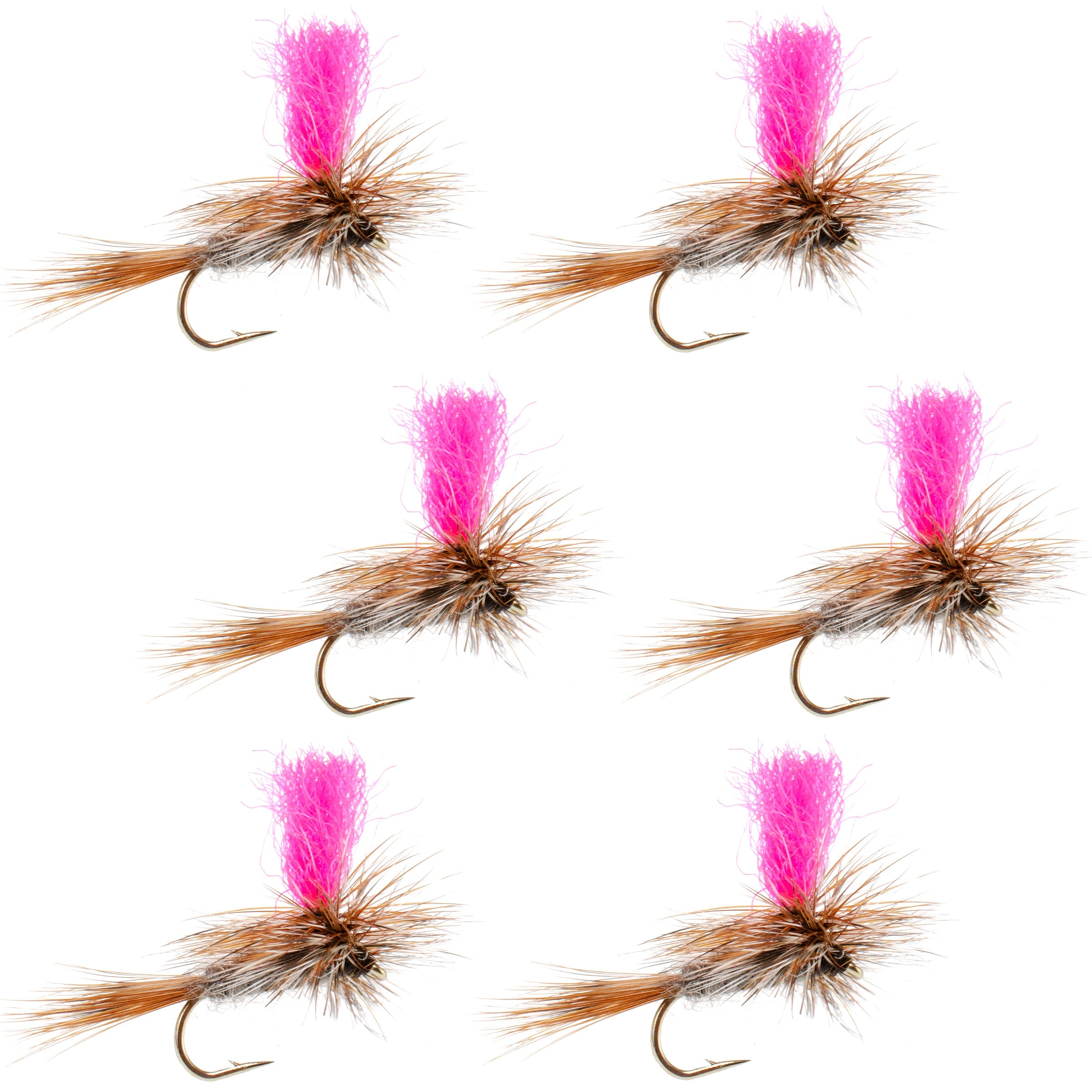 Adams Hi-Viz Parachute Classic Dry Fly - 6 moscas anzuelo tamaño 14