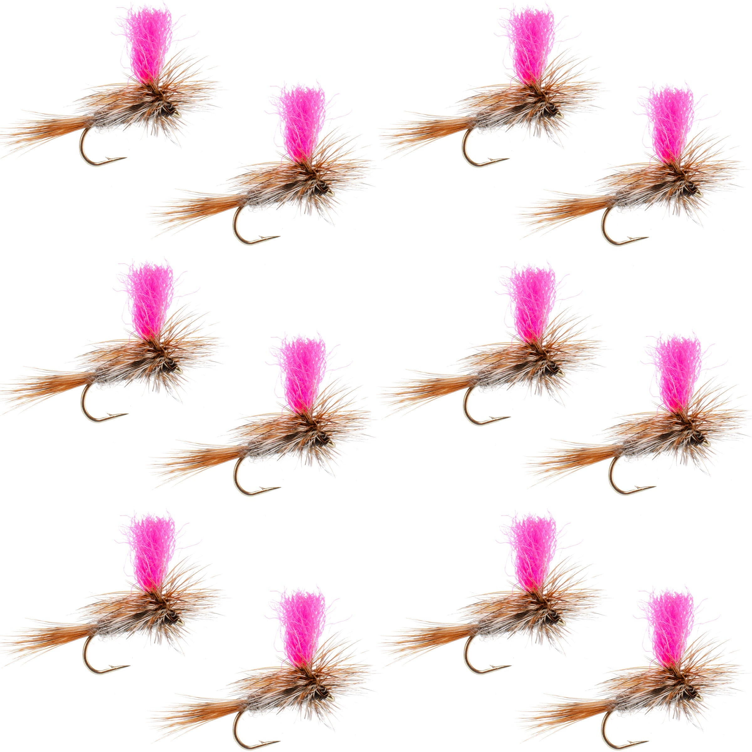 Adams Hi-Viz Parachute Classic Dry Fly - 12 Moscas, Anzuelo Tamaño 12