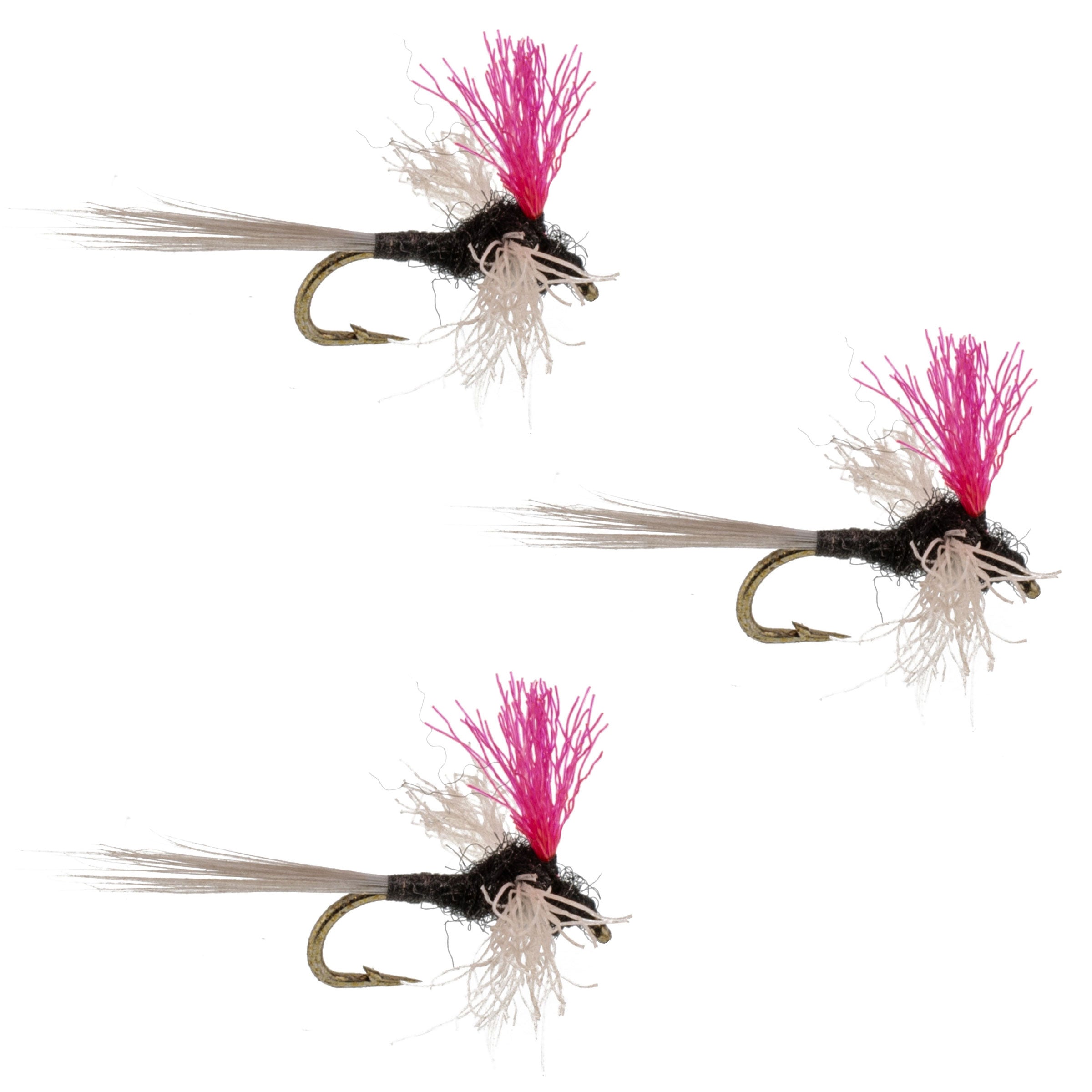 Paquete de 3 moscas Trico Spinner High Visibility Pink Post Anzuelo Talla 18
