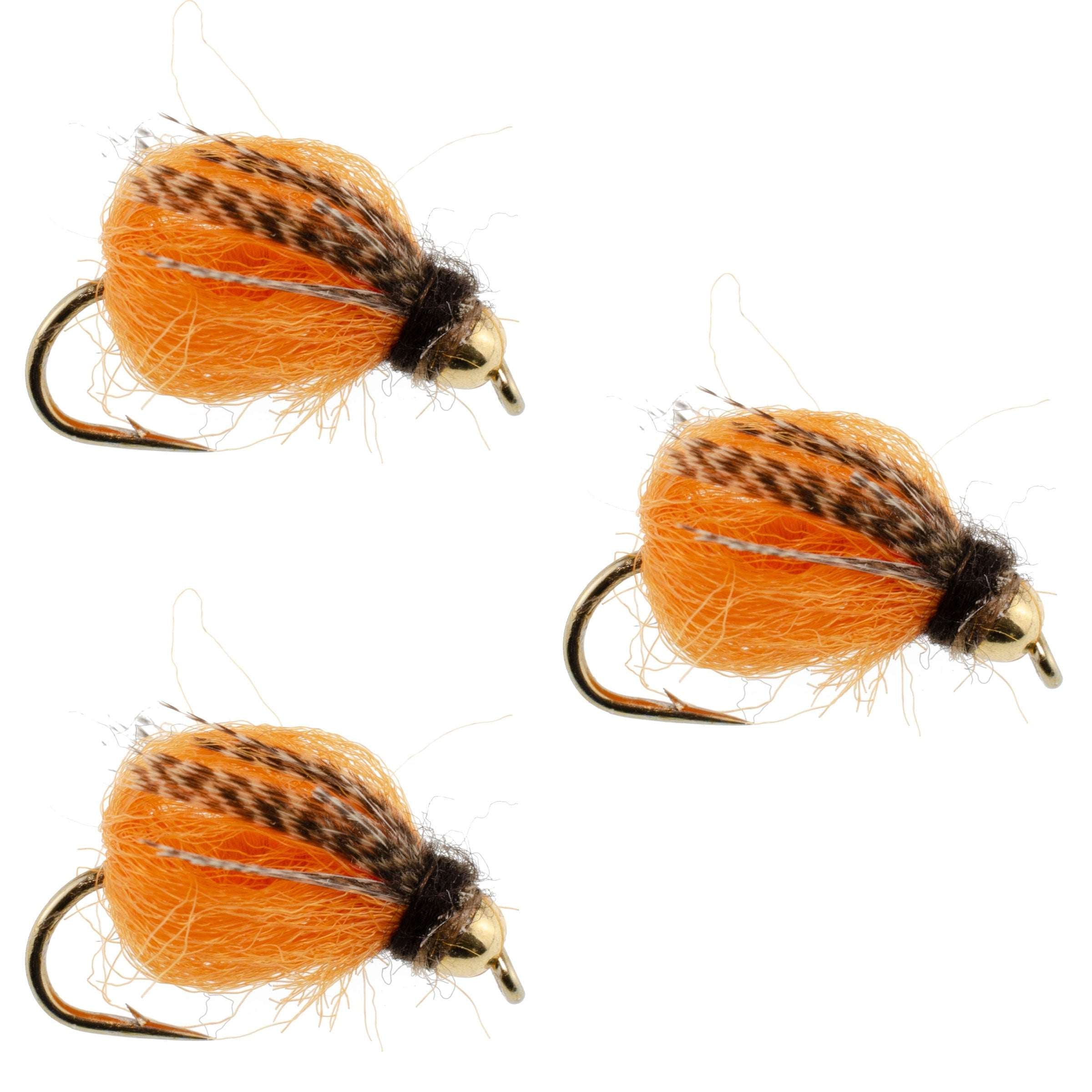3 Paquetes de LaFontaine Deep Sparkle October Caddis Pupa con cabeza de bola - Talla 10