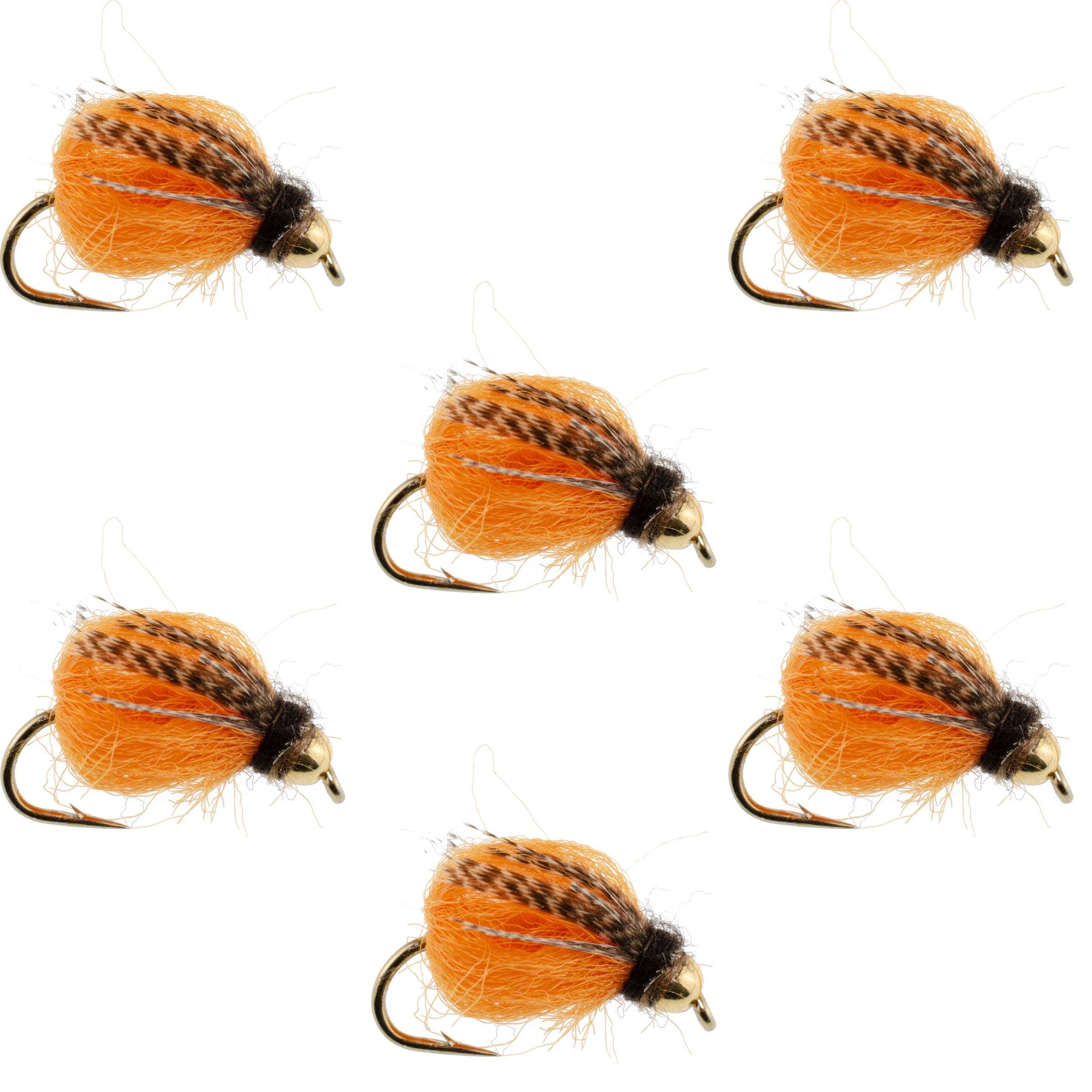 Ninfa de tricóptero (October Caddis) con cabeza de bola LaFontaine Deep Sparkle - 6 moscas talla 8