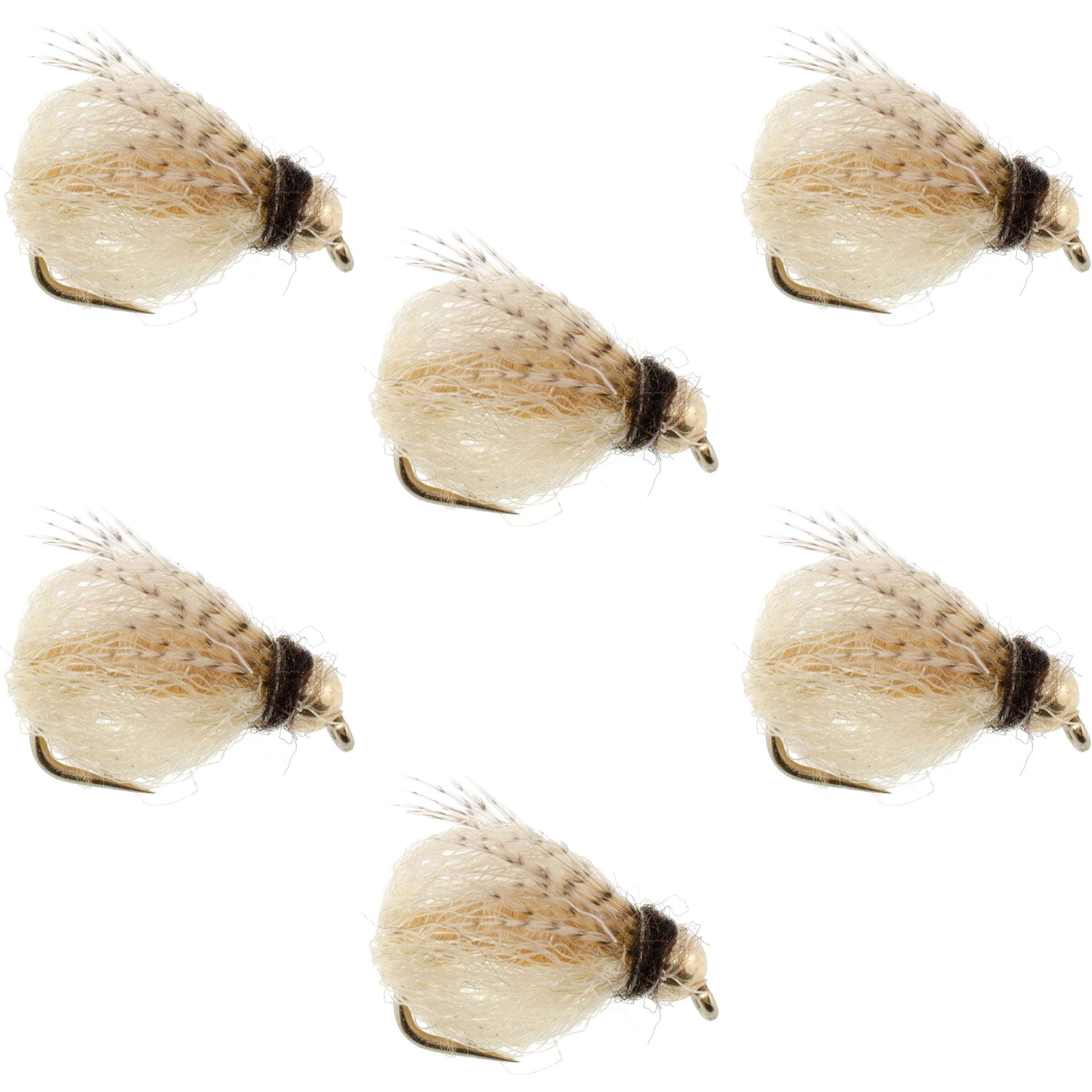 Ninfa de Caddis LaFontaine Tan Deep Sparkle con Cabeza de Perla - 6 Moscas Anzuelo Talla 18