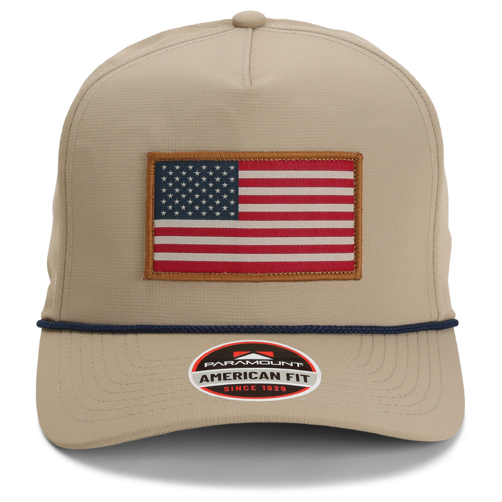 Gorra Trucker Ridgeline con Bandera Americana y Cuerda