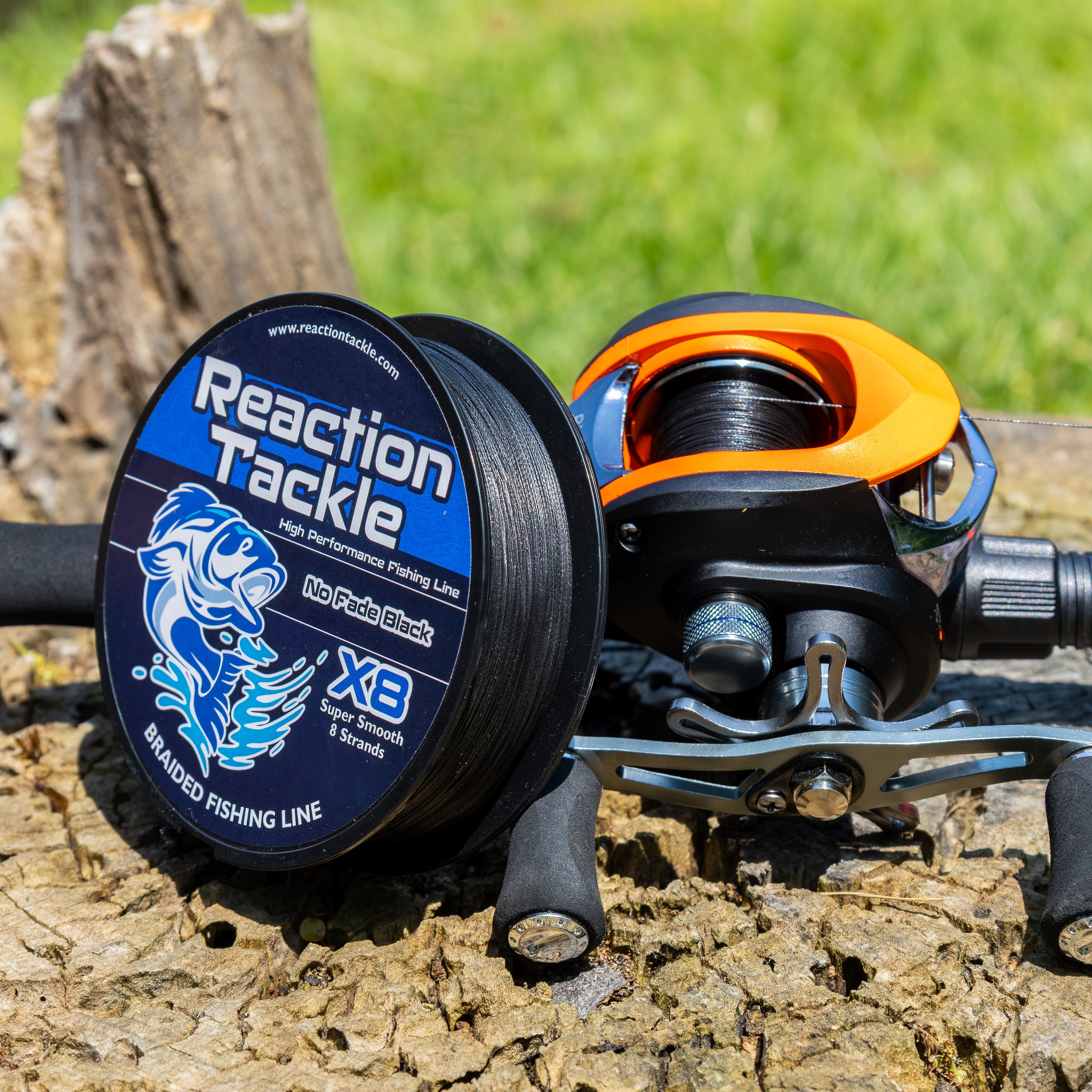 Línea de pesca trenzada Reaction Tackle X8 - Sin decoloración, negra, 8 hebras - NUEVA