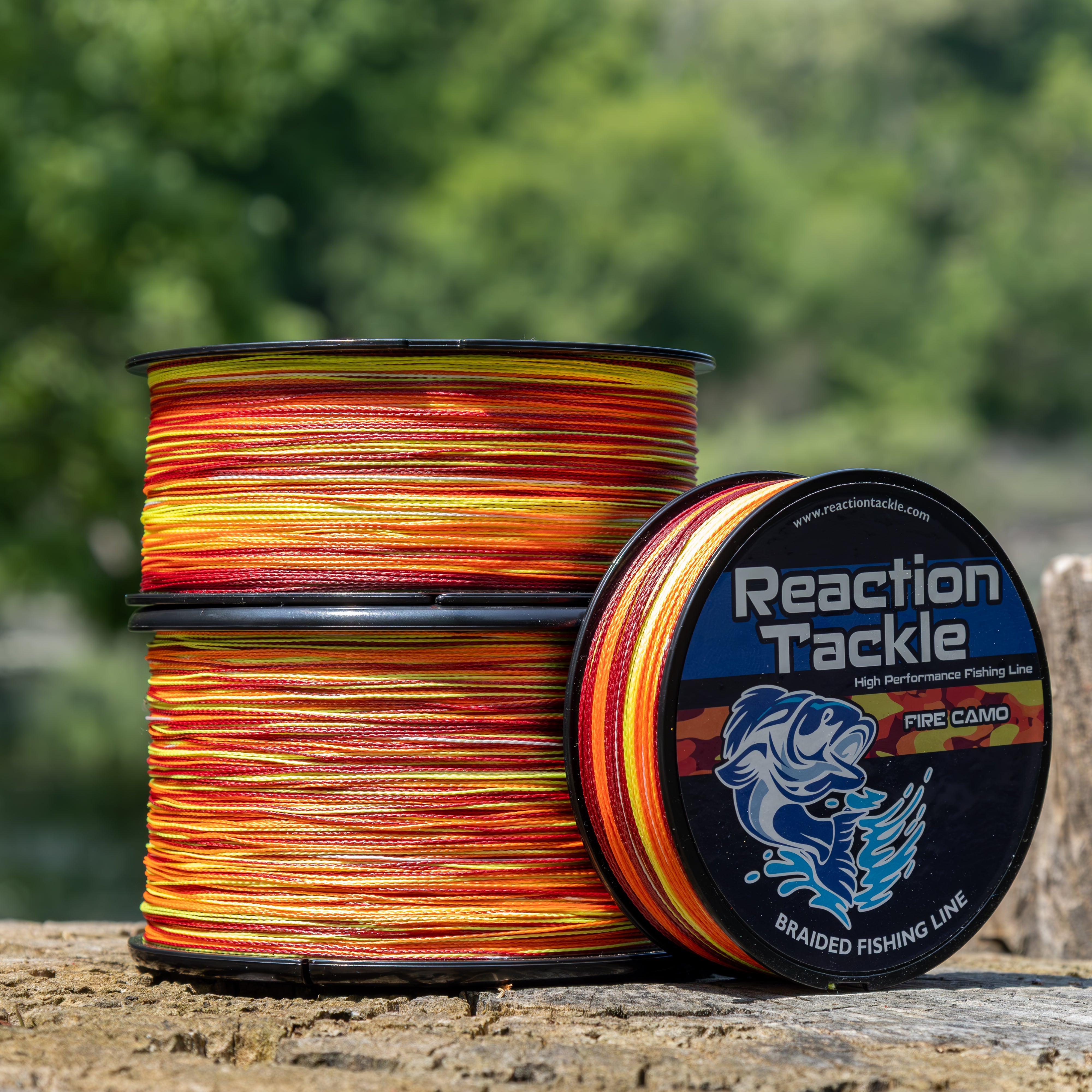 Línea de pesca trenzada Reaction Tackle - Camuflaje fuego - NUEVA