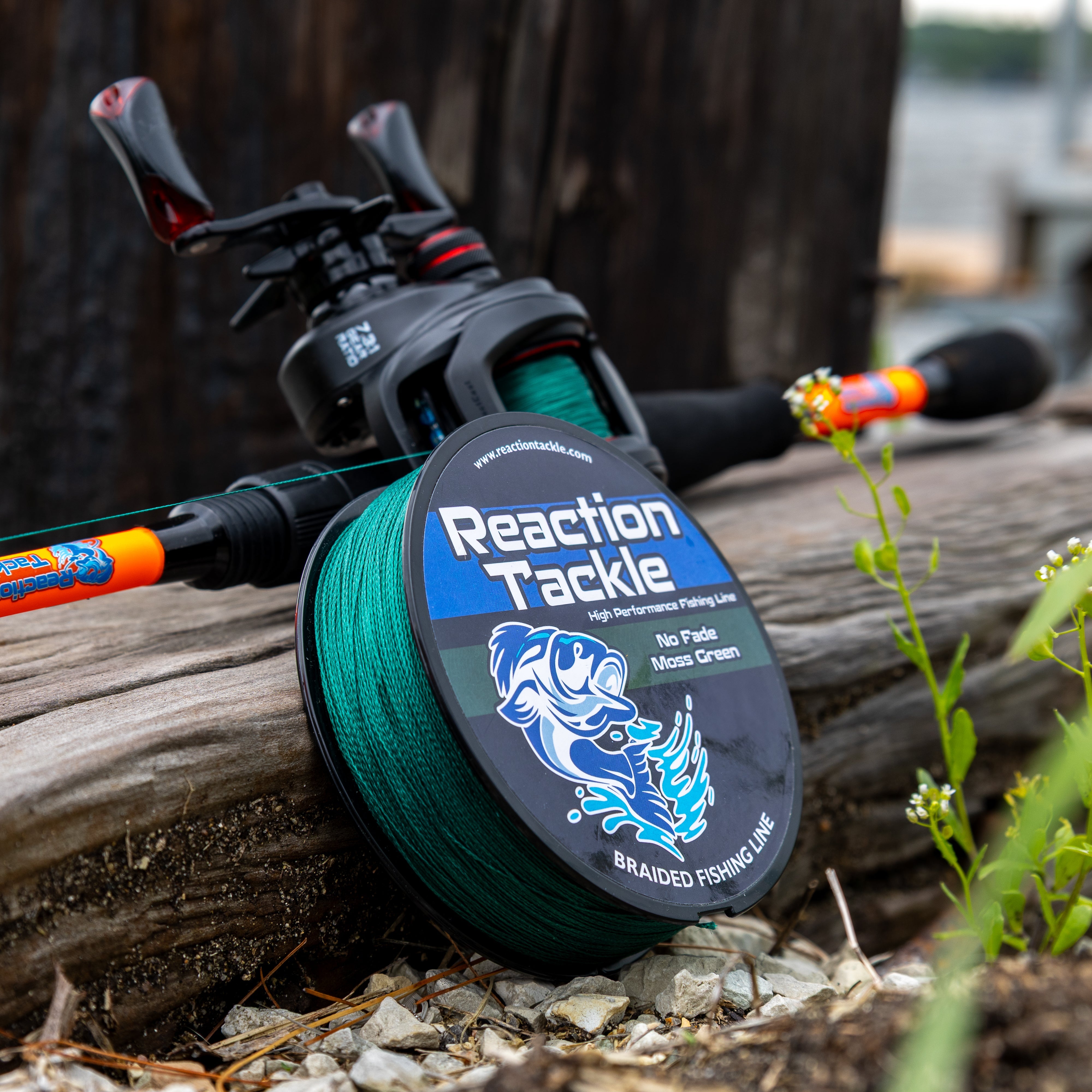 Línea de pesca trenzada Reaction Tackle - Sin decoloración, verde musgo - NUEVA