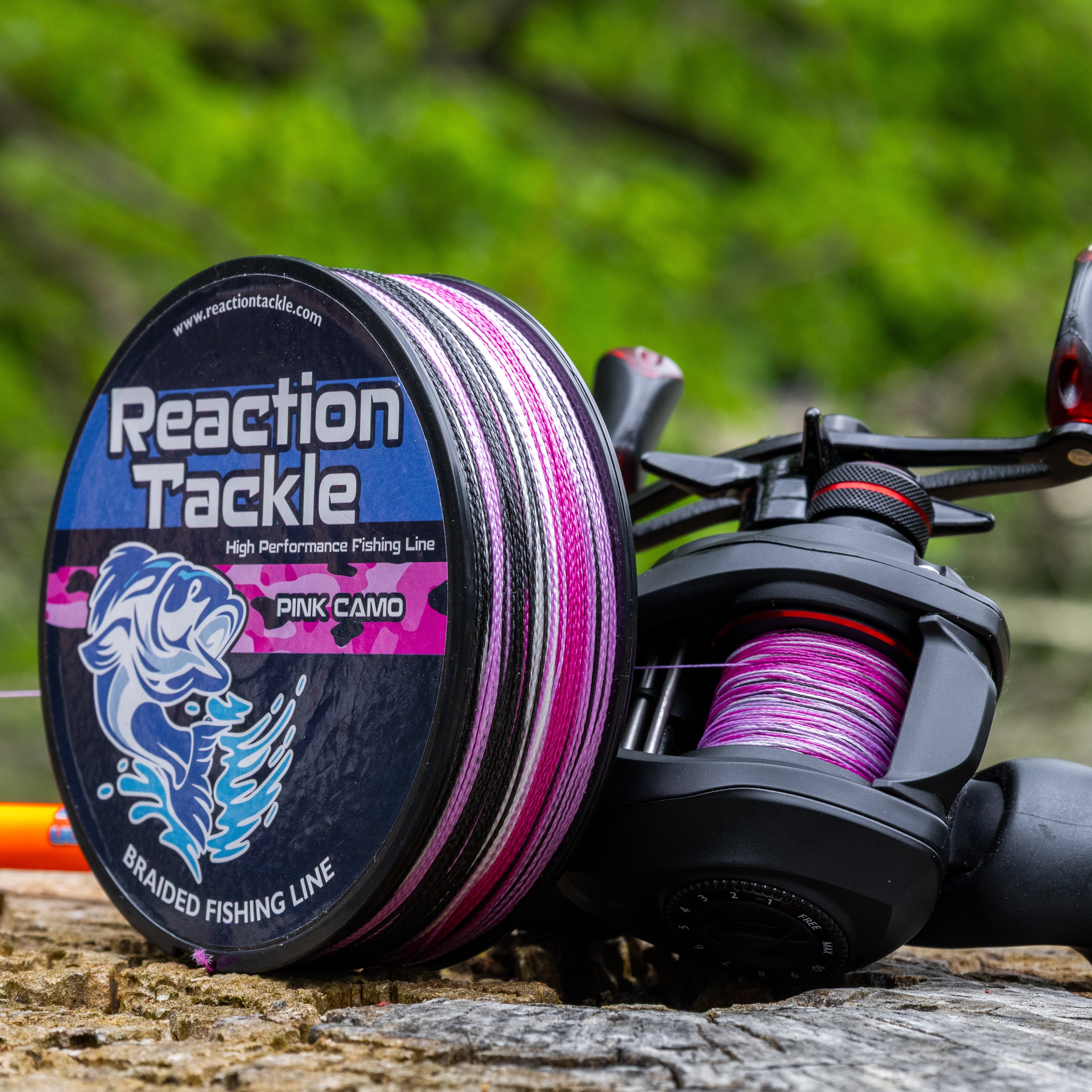 Línea de pesca trenzada Reaction Tackle - Camuflaje rosa - NUEVO