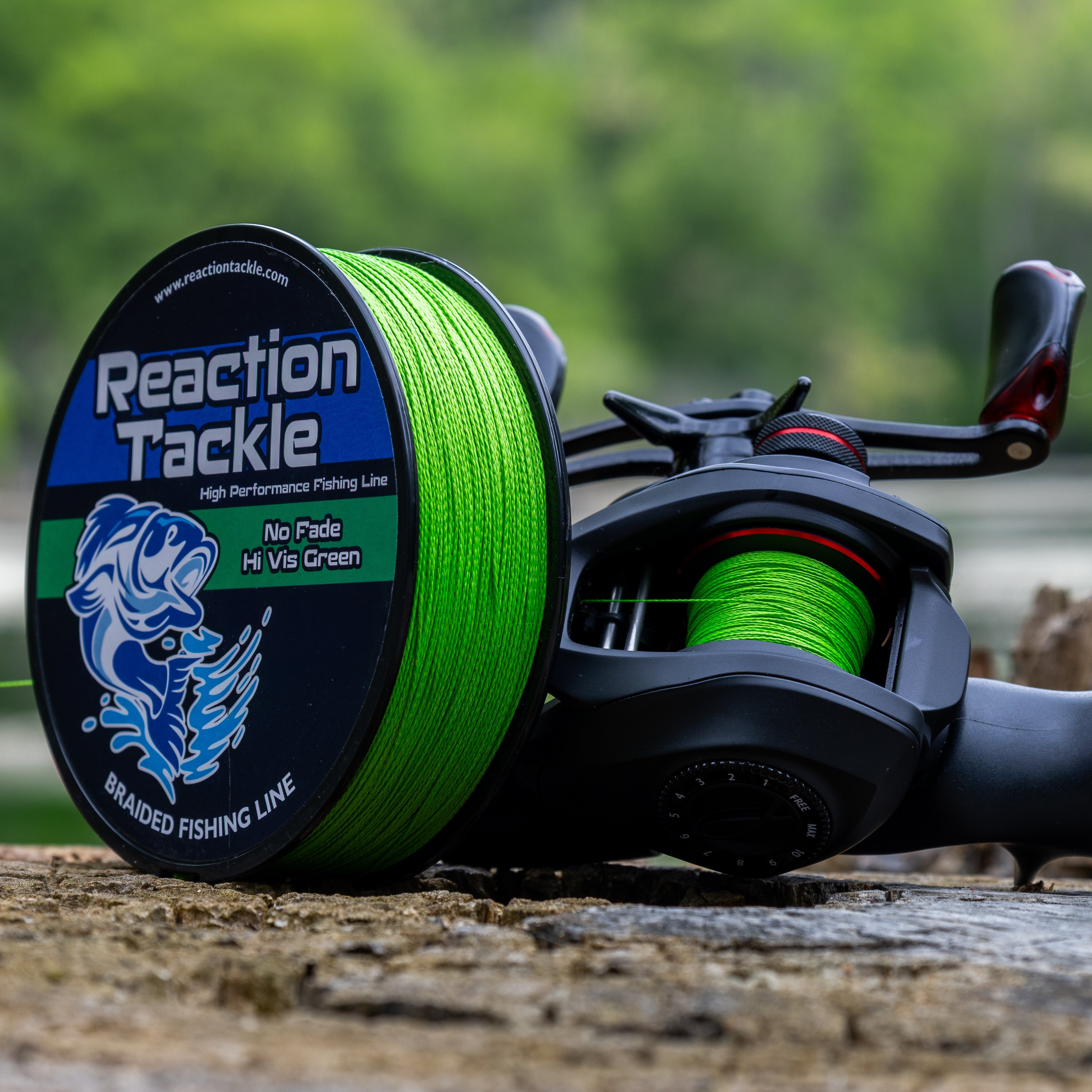Línea de pesca trenzada Reaction Tackle - Sin decoloración, verde de alta visibilidad - NUEVA