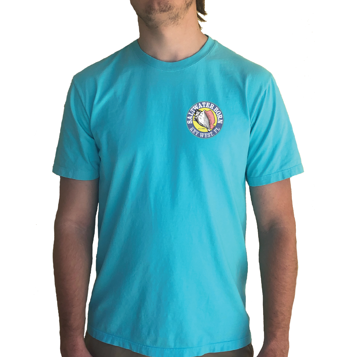 Key West, Florida Circle Logo Saltwater Born Tee