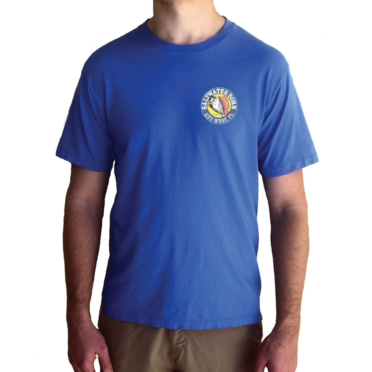 Key West, Florida Circle Logo Saltwater Born Tee