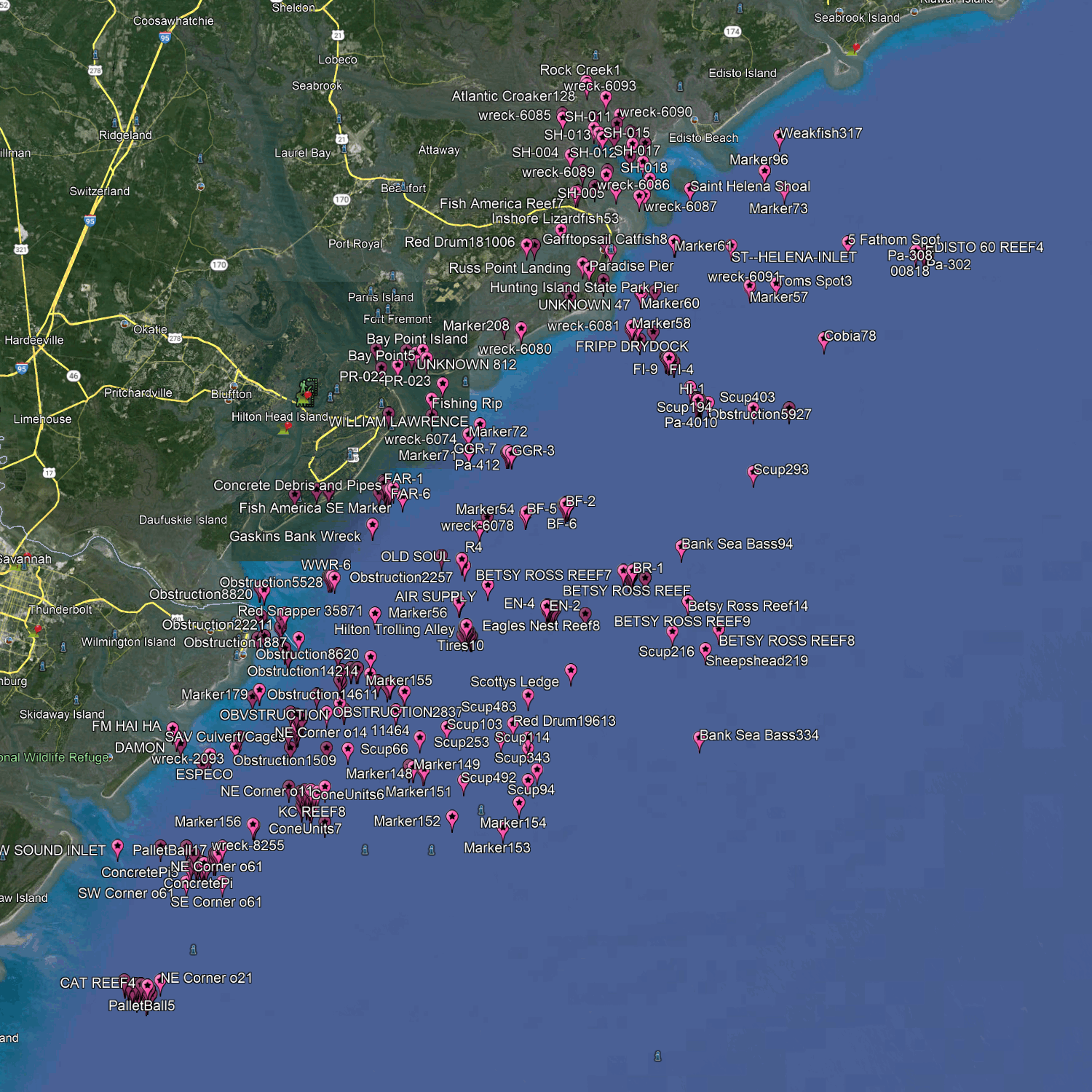 Savannah Fishing Spots - Nearshore Numbers