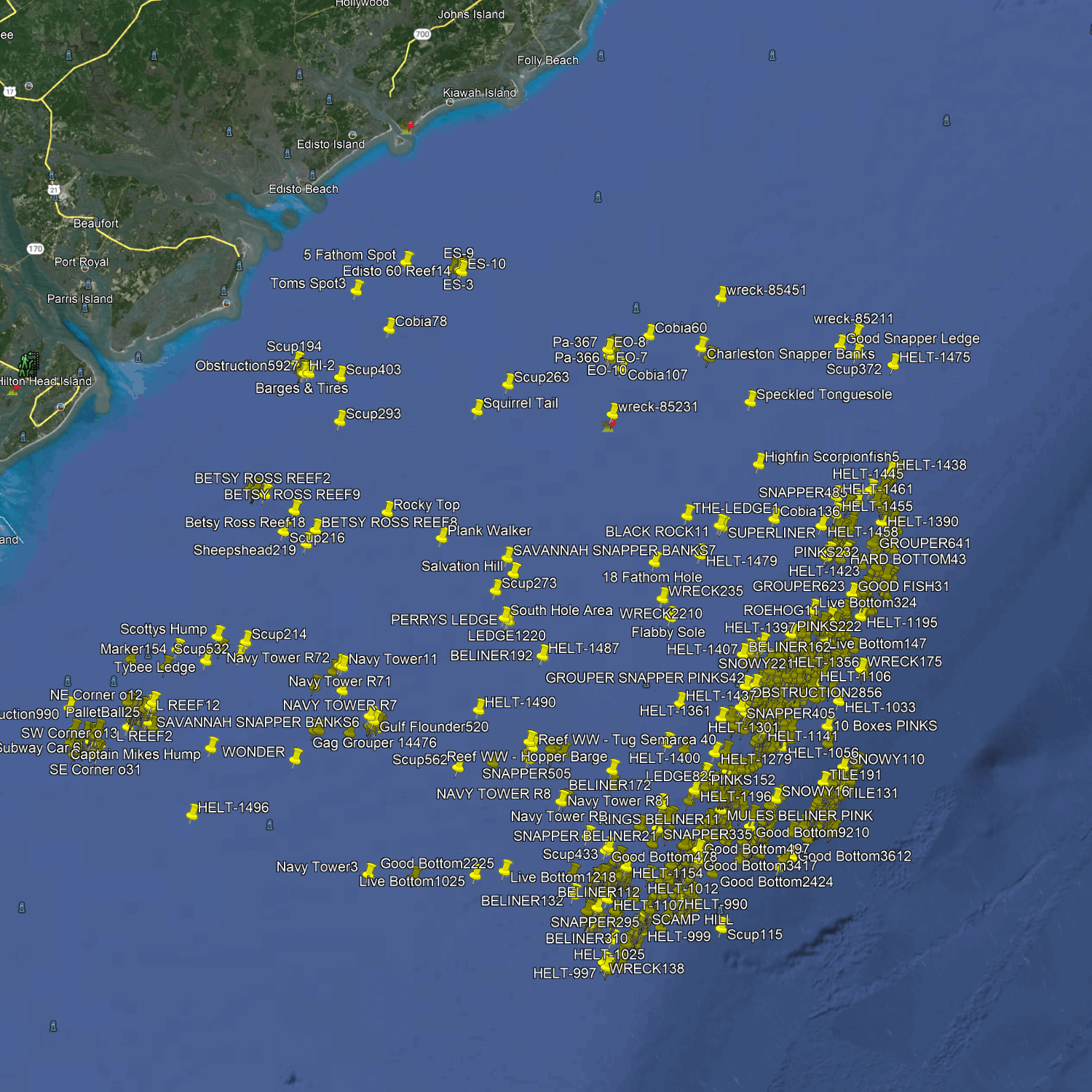 Savannah Fishing Spots - Offshore Numbers