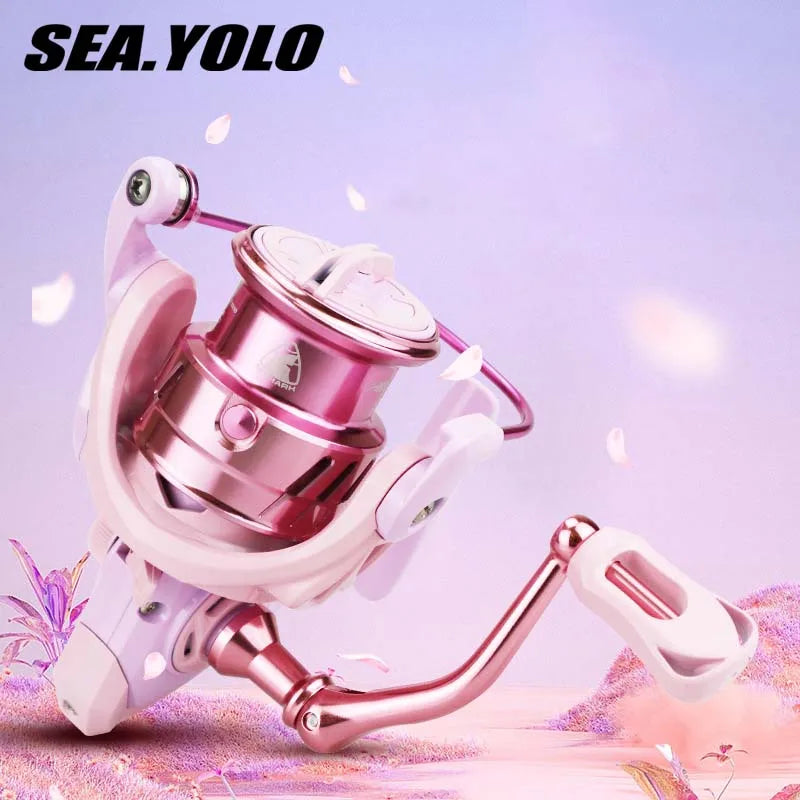 Sea.Yolo Pink Fishing Reel Macaron Metal Spinning Wheel 4.9:1 High Speed Ratio 5.2:1 Distant Sea Rod Wheel Bobber Bargain