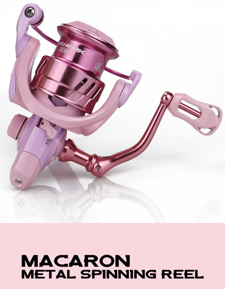 Sea.Yolo Pink Fishing Reel Macaron Metal Spinning Wheel 4.9:1 High Speed Ratio 5.2:1 Distant Sea Rod Wheel Bobber Bargain