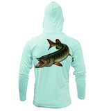Michigan Freshwater Born Pike Men's Long Sleeve UPF 50+ Dry-Fit Hoodie
