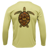 Siesta Key, FL Realistic Turtle Men's Long Sleeve UPF 50+ Dry-Fit Shirt