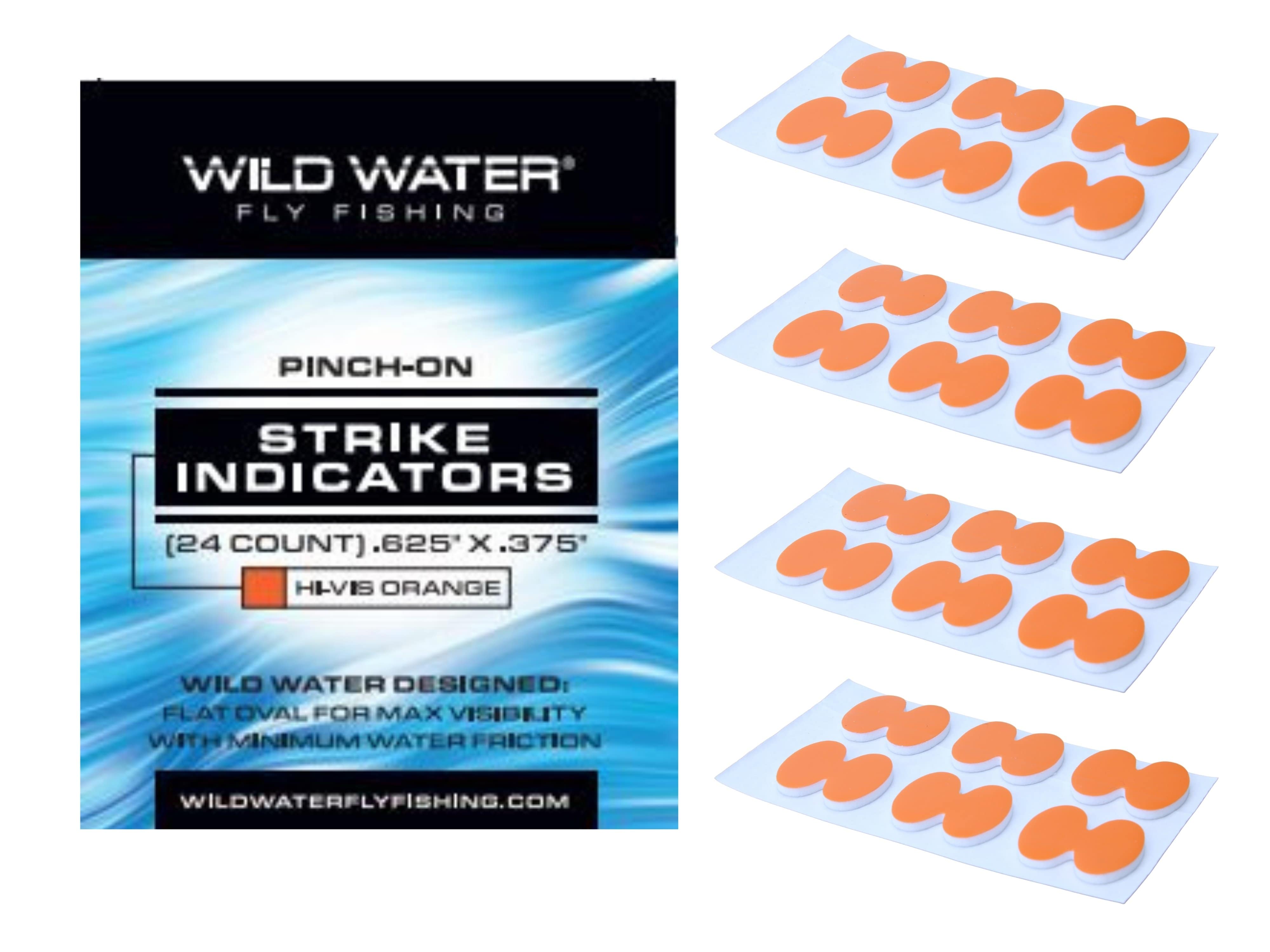 Indicadores de picada para pesca con mosca, naranja brillante | De espuma, tipo pinza | Paquete de 24 | Wild Water Fly Fishing