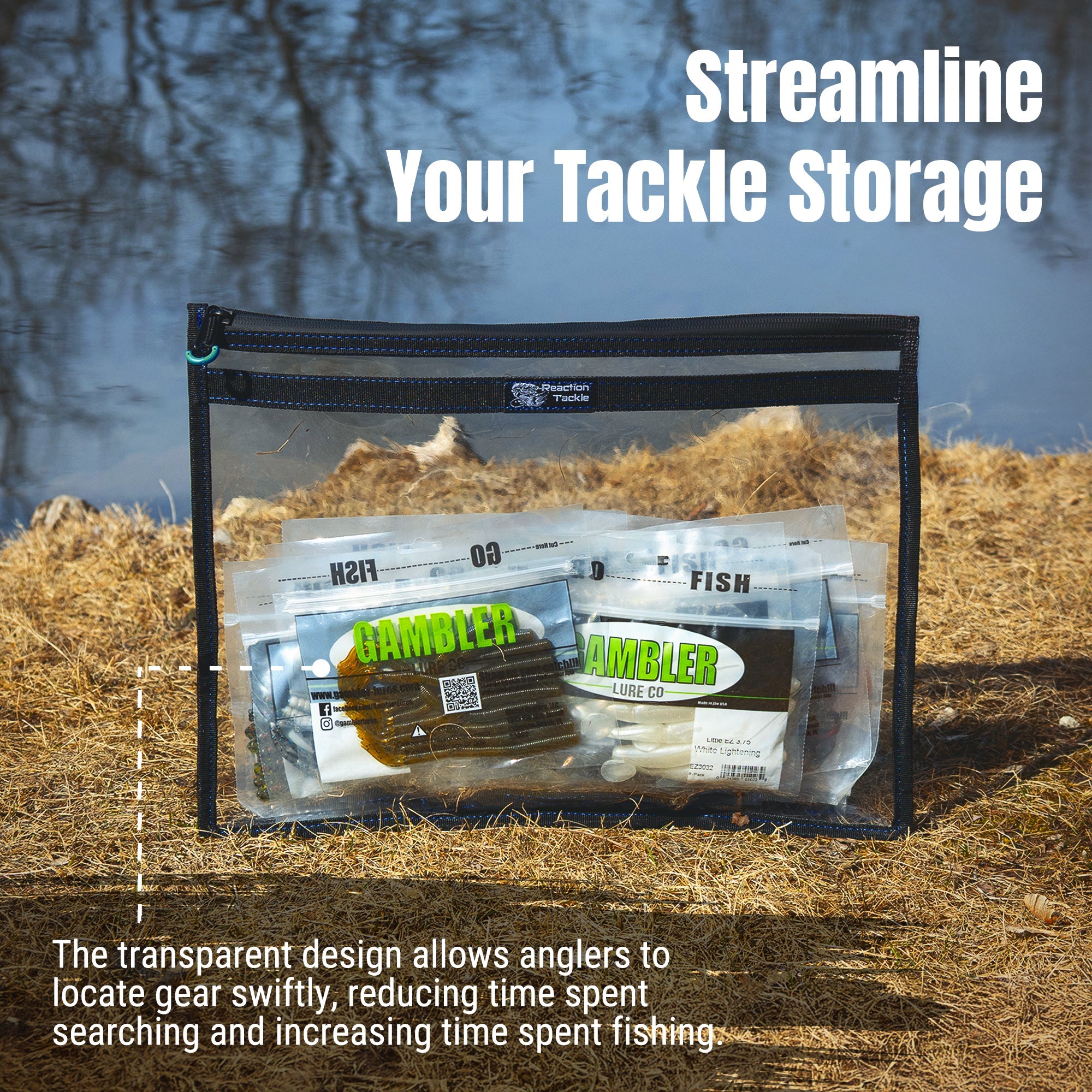 Bolsa de almacenamiento transparente Reaction Tackle Tackle Pak - Almacenamiento de plástico resistente al agua - Nuevo