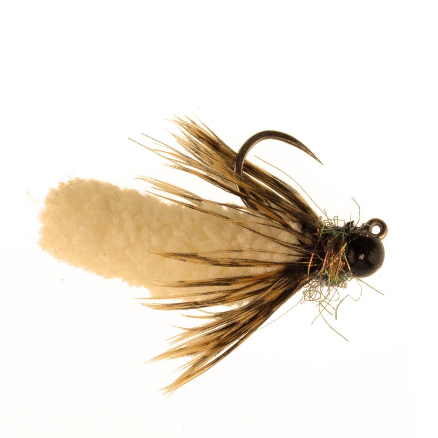 Tungsten Bead Tan Mop Fly Tactical Euro Nymph Barbless 12 Flies - Size 14
