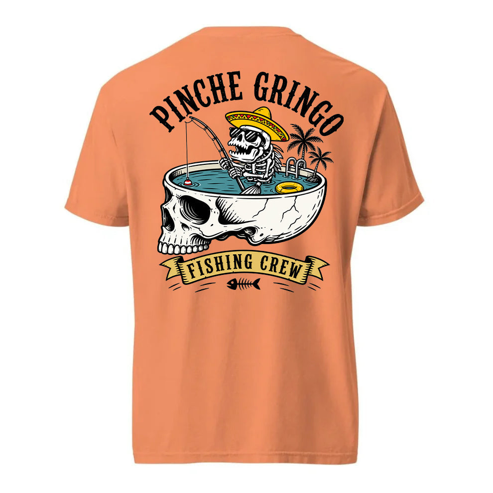 Pinche Gringo Fishing Crew Skull Pool Shirt