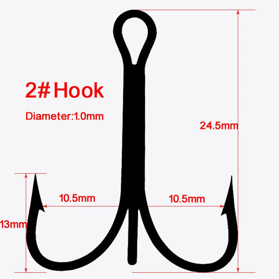 Treble Hooks (Black, Sharpened) Bobber Bargain