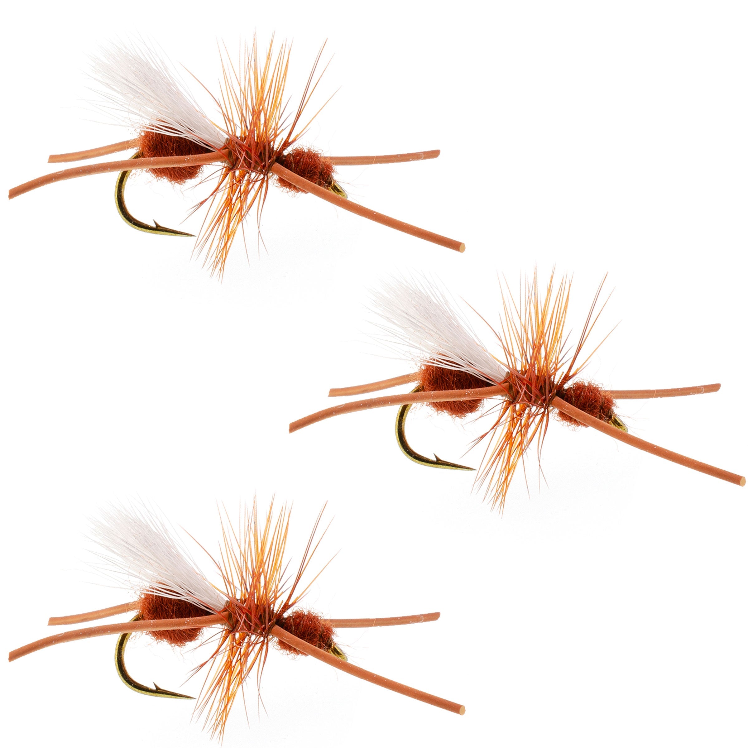 Paquete de 3 moscas secas Power Flying Ant Cinnamon Terrestrial Trout de Turck - Tamaño de anzuelo 12
