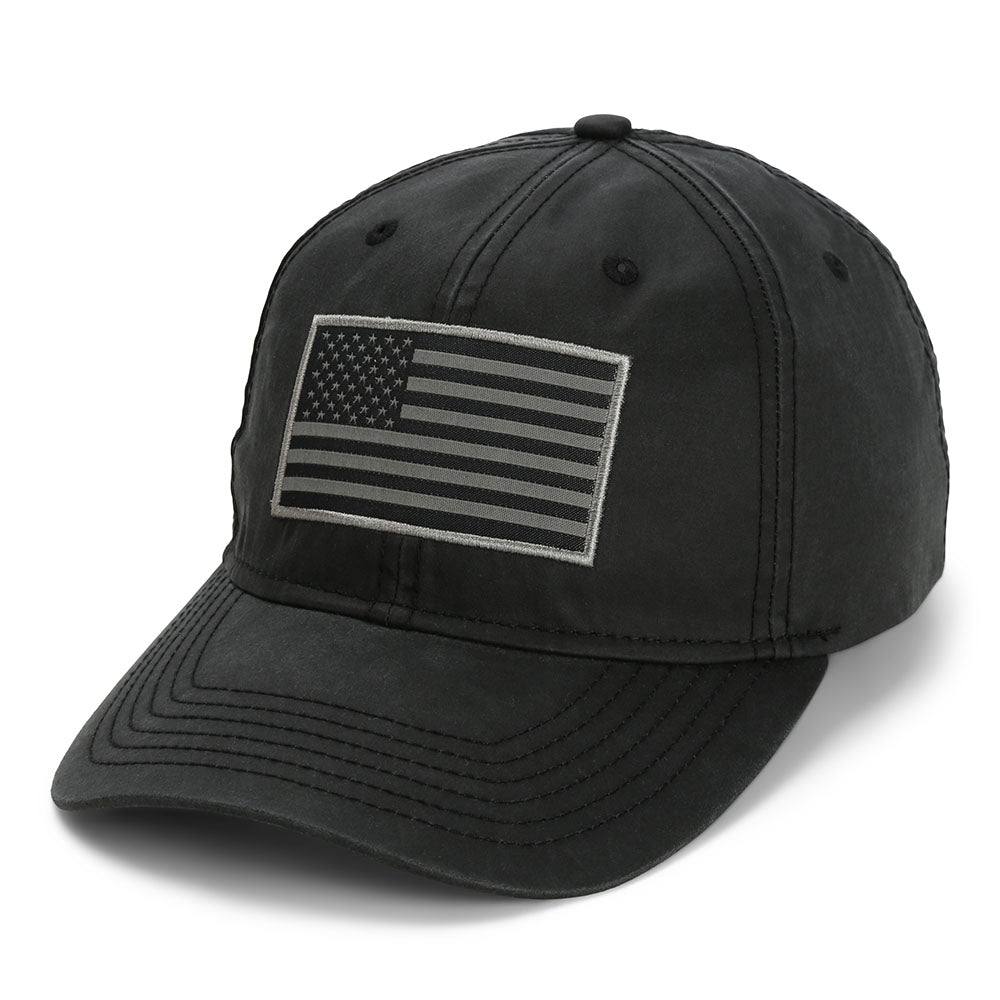 Gorra para papá con bandera estadounidense de tela encerada.