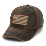 Gorra para papá con bandera estadounidense de tela encerada.