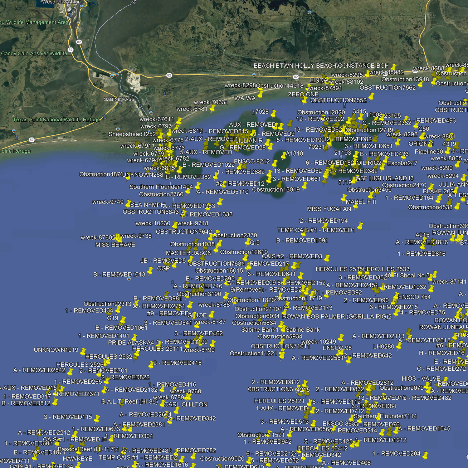 Zonas de Pesca Costera y Marina de Luisiana Occidental