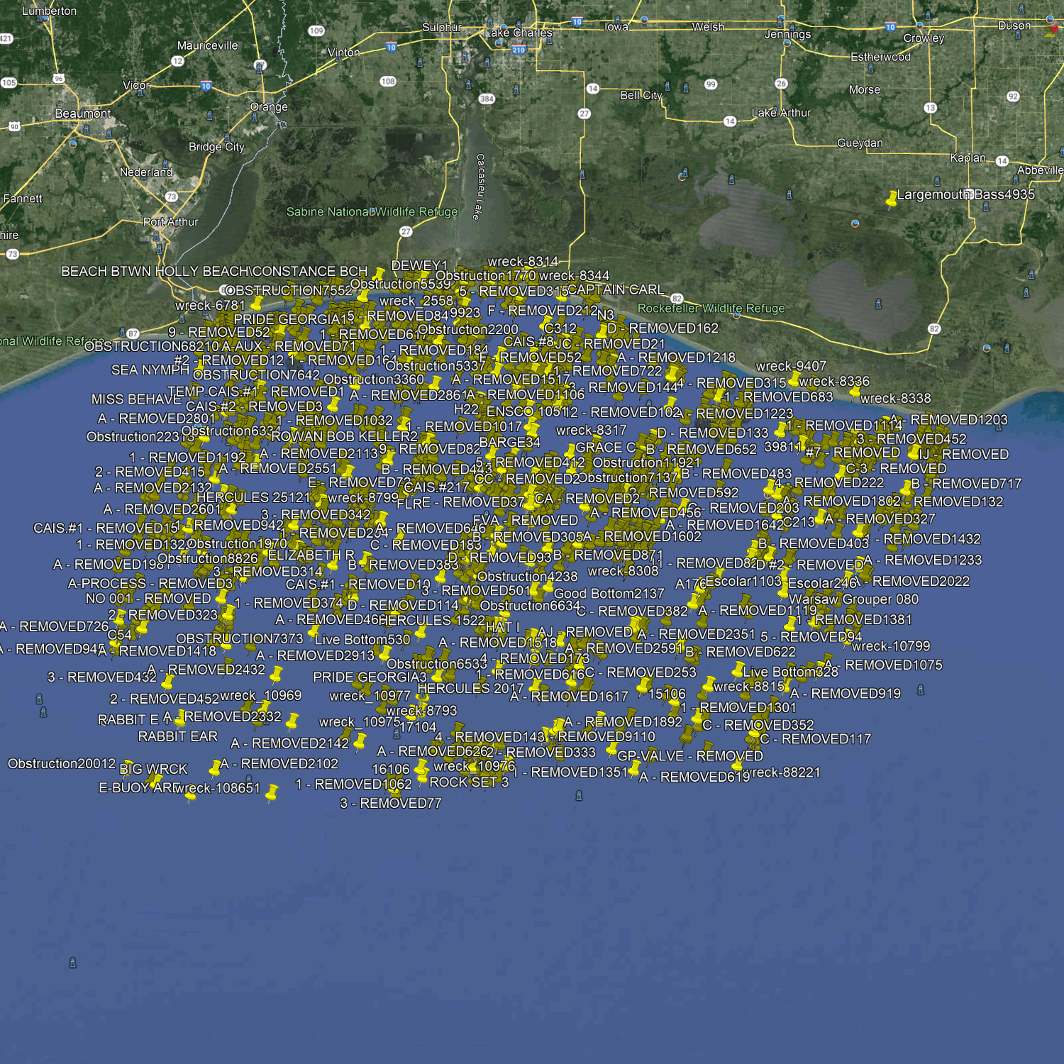 Western Louisiana Coastal & Offshore Fishing Spots