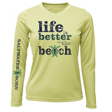 "Life Is Better At The Beach" Turtle Women's Long Sleeve UPF 50+ Dry-Fit Shirt (No Back)