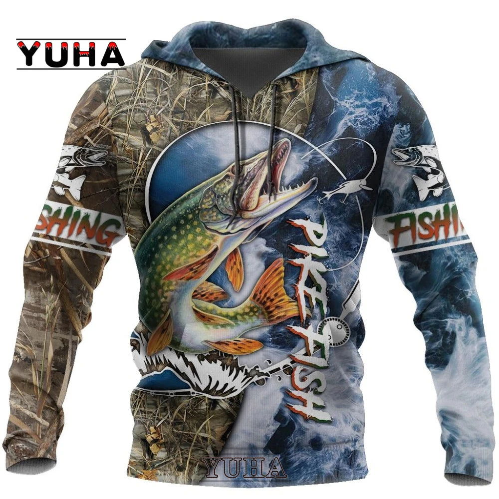 YUHA 3D Printed Fishing Hoodies Bobber Bargain