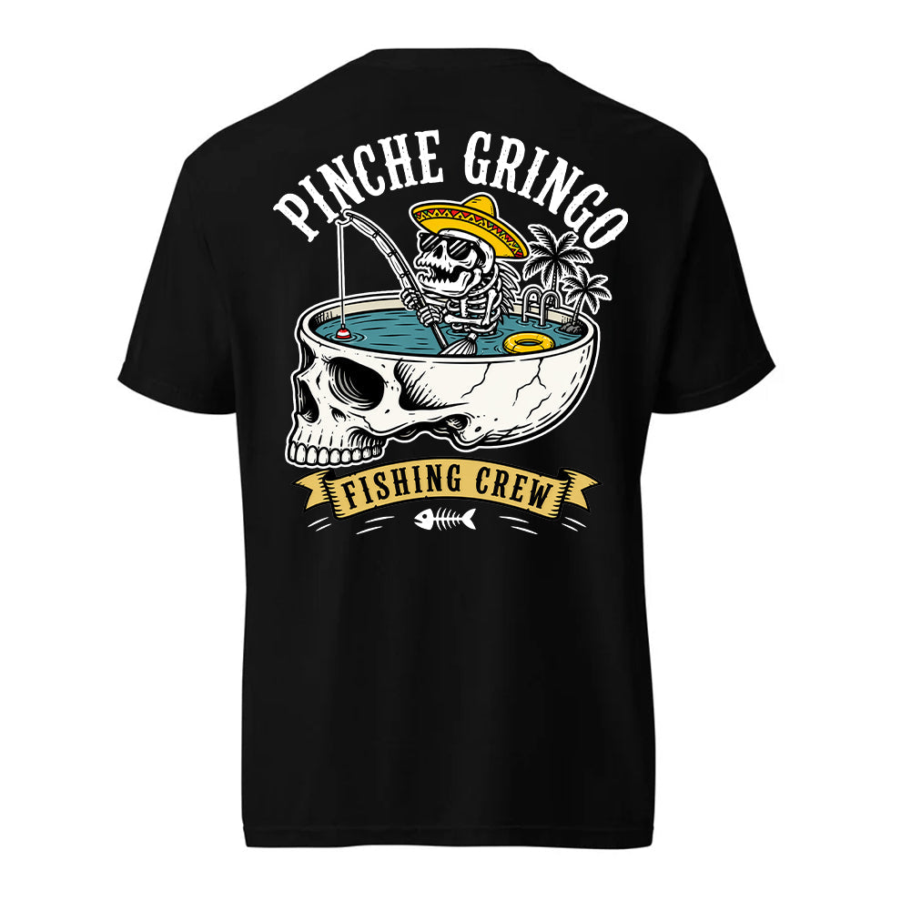 Pinche Gringo Fishing Crew Skull Pool Shirt
