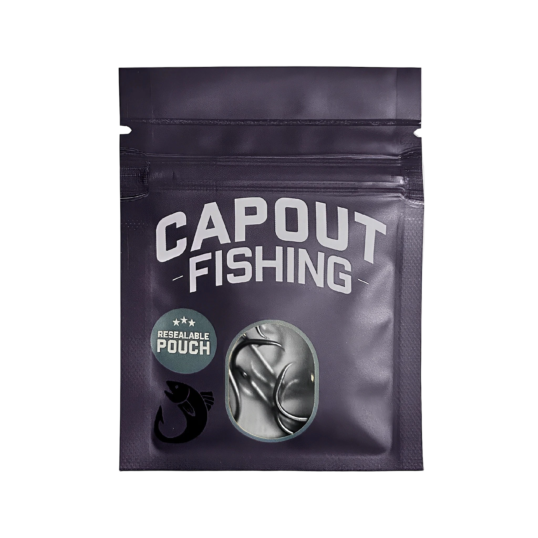 Capout Fishing resealable pouch on a white background