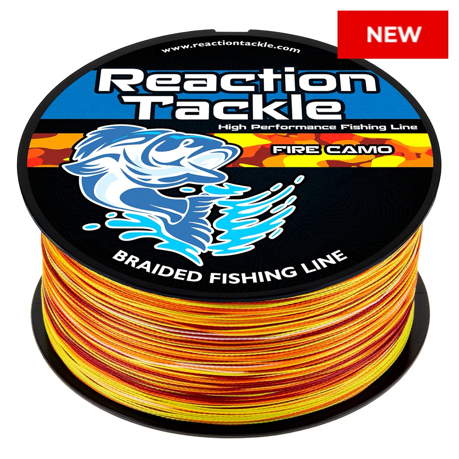 Línea de pesca trenzada Reaction Tackle - Camuflaje fuego - NUEVA