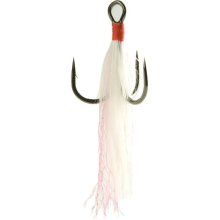 Gamakatsu - Treble Hook (Feathered, White/Red, 2ct) - Bobber Bargain