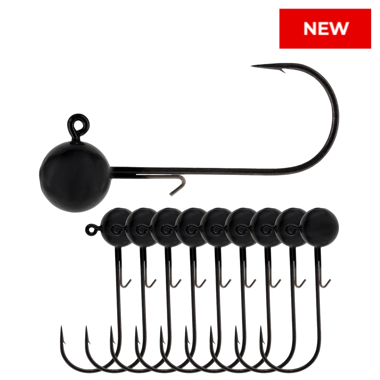 Jigs de bola de plomo Reaction Tackle (paquete de 10): Cabezas plomadas redondas premium para plásticos blandos - Nuevos