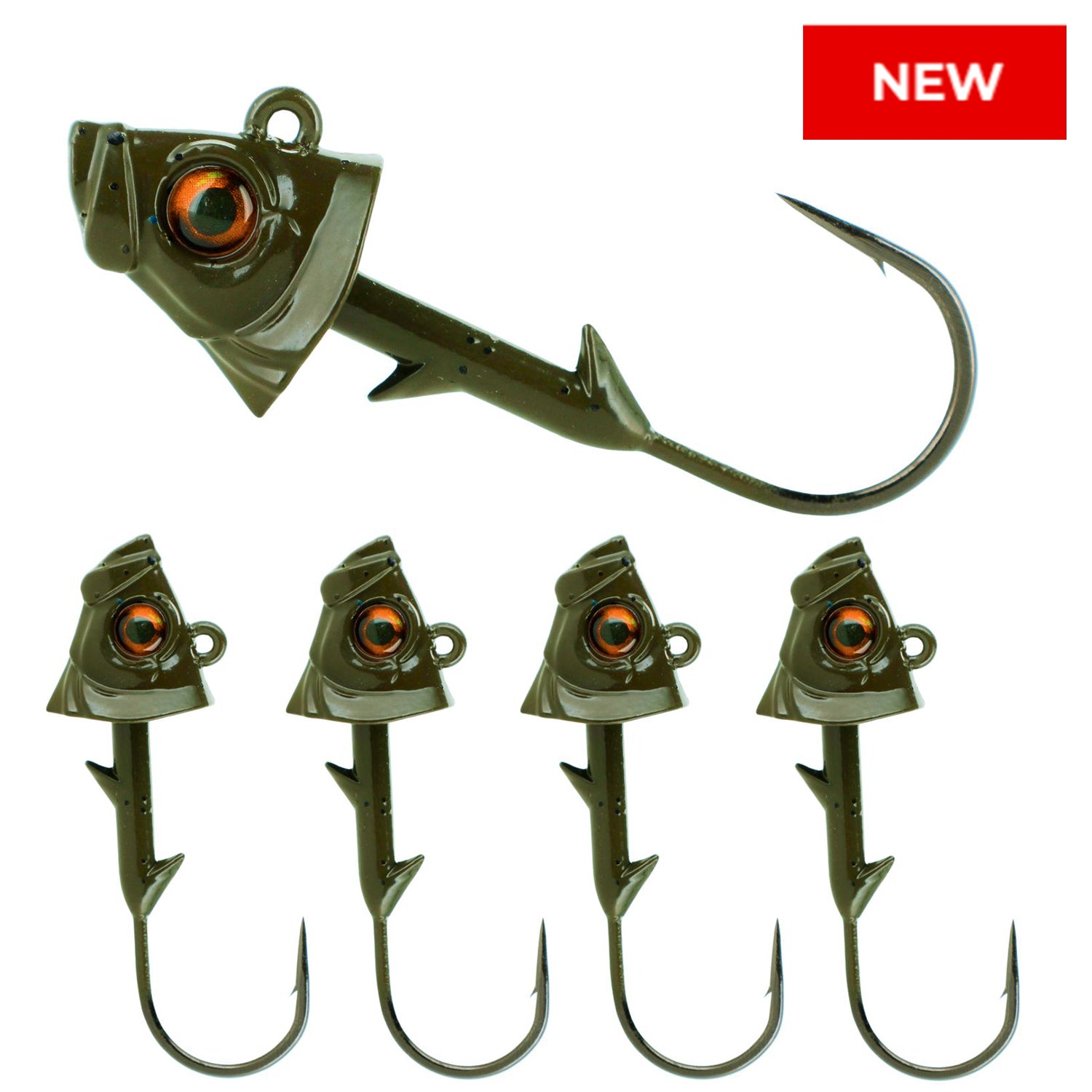Jigs de cabeza de pez con plomo Reaction Tackle - Paquete de 5 - Nuevo