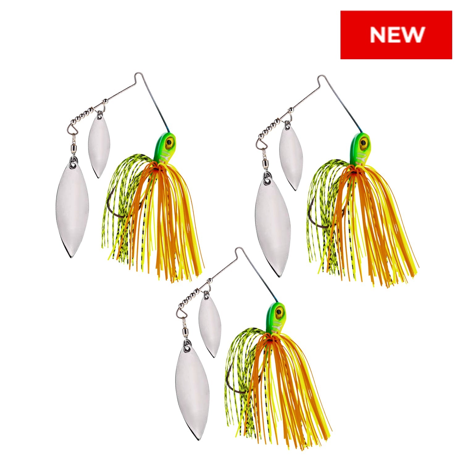 Jigs de spinnerbait de plomo Reaction Tackle - Paquete de 3, hoja de doble sauce - Nuevos