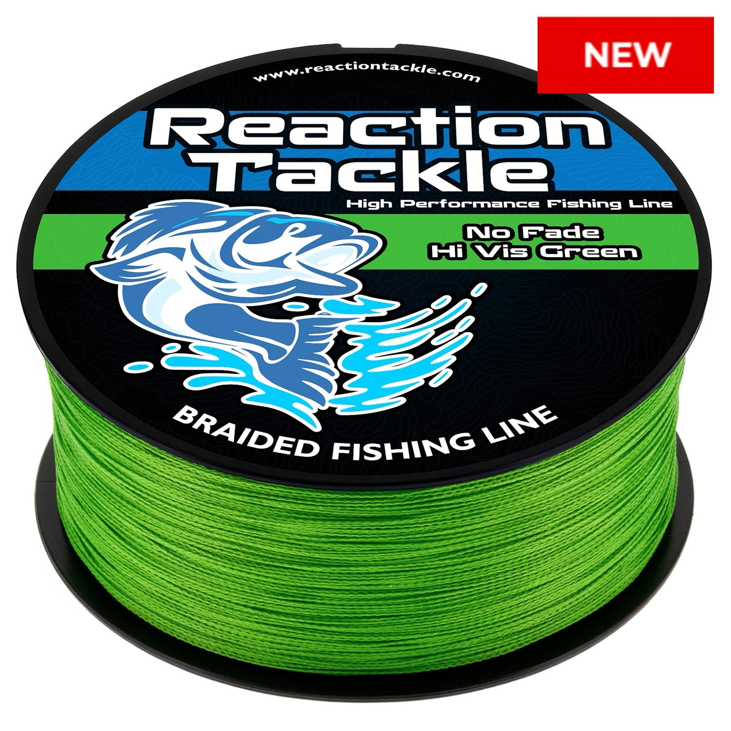 Línea de pesca trenzada Reaction Tackle - Sin decoloración, verde de alta visibilidad - NUEVA