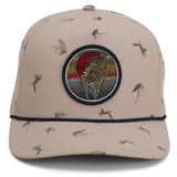 Gorra de cuerda con parche de pesca con mosca Dead Drift, diseño de mosca.