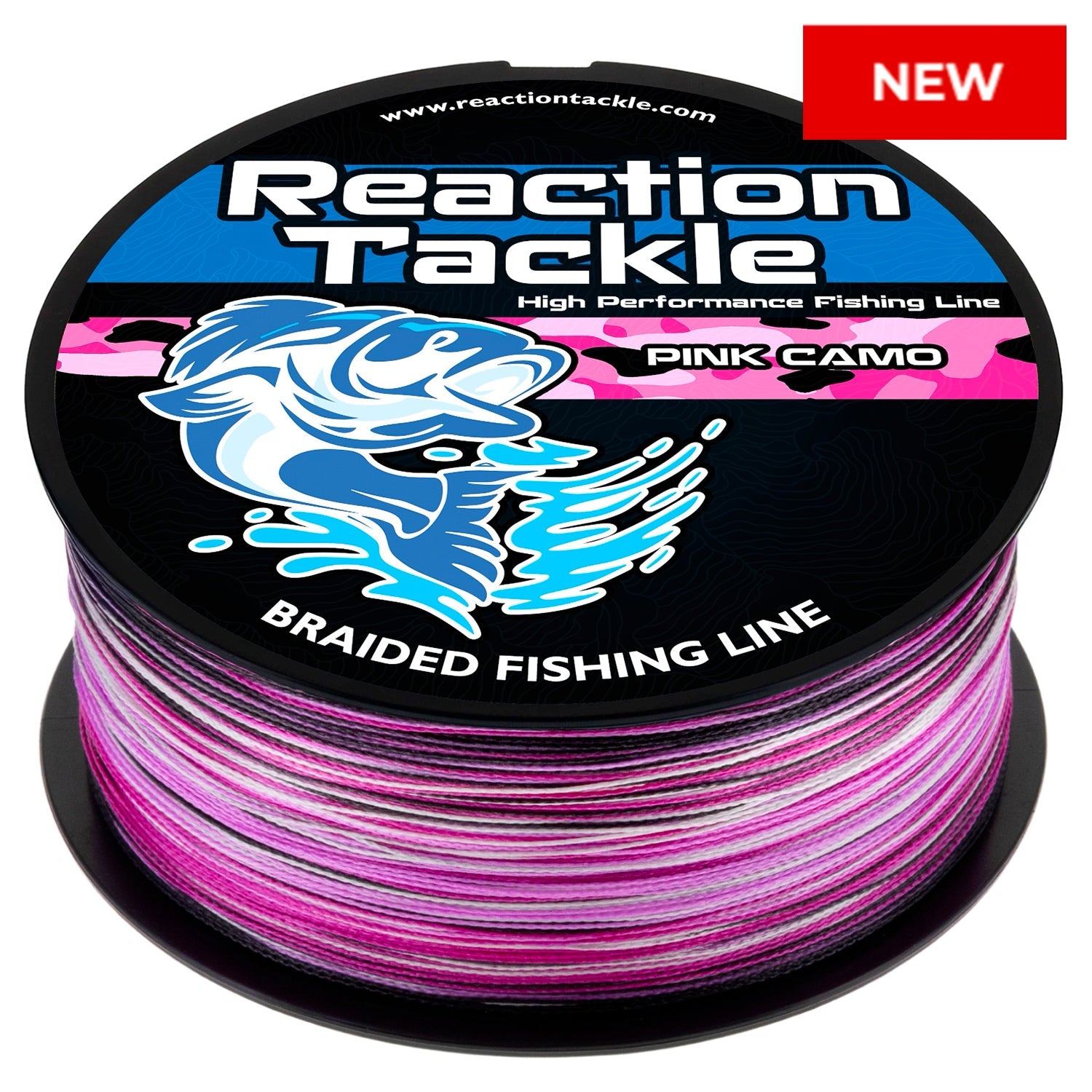 Línea de pesca trenzada Reaction Tackle - Camuflaje rosa - NUEVO